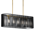 Люстра подвесная овальной формы с металлическим решетчатым абажуром матово-черного цвета и 5 лампами Kichler варинант исполнения - 1 | Loft Concept в Твери