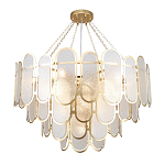 Люстра с многослойным эффектом из овальных элементов из непрозрачного стекла Conformation варинант исполнения - 4 | Loft Concept в Твери