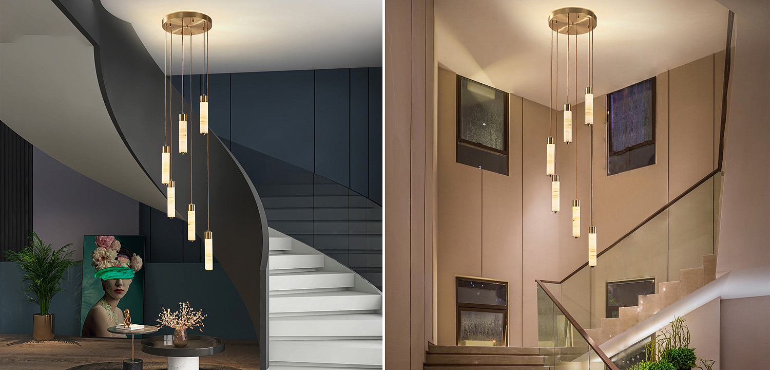 Каскадный Cветильник 6 подвесок из натурального мрамора Marble Ring - Loft-Concept в Твери