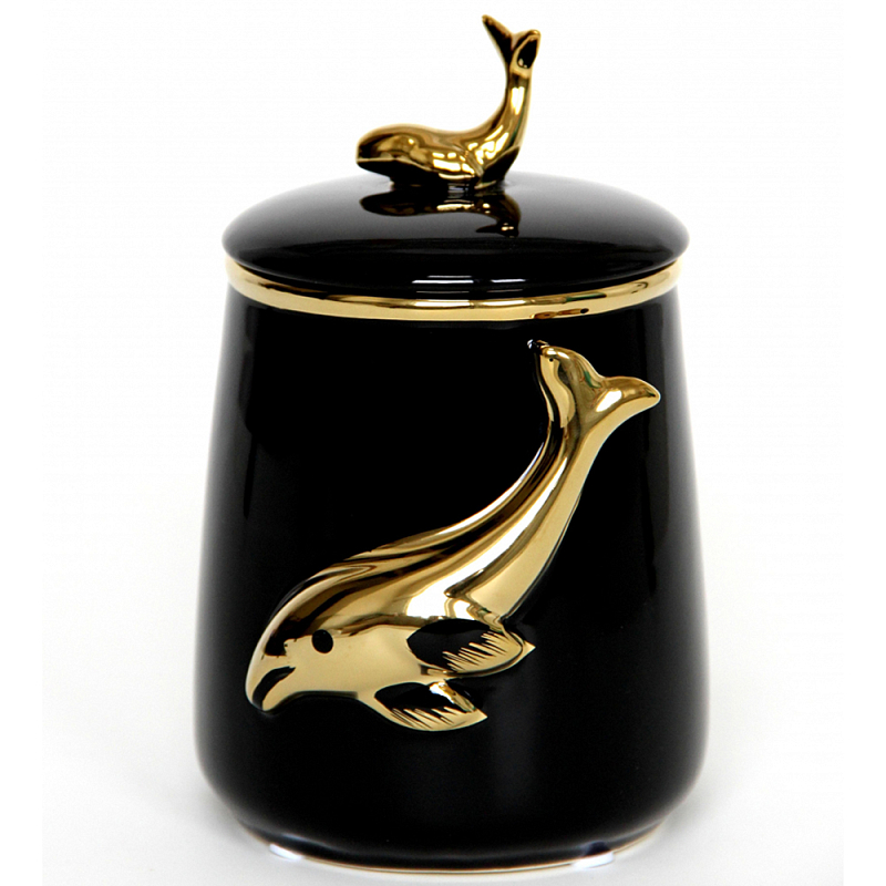 Ваза-банка керамическая On the Water Черный Золотой в Твери | Loft Concept 