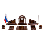 Настольный письменный набор с часами из природного камня обсидиана  Contract Extended варинант исполнения - 1 | Loft Concept в Твери