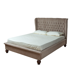 Кровать двуспальная с изголовьем бежевая Button