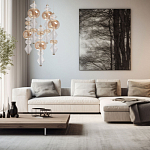 Люстра с плафонами из прозрачного и янтарного стекла в виде шаров и ромбов Gabriel Scott Luna варинант исполнения - 12 | Loft Concept в Твери