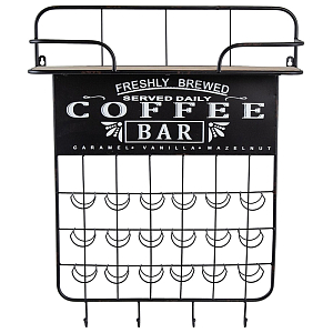 Настенная полка с крючками Coffee Bar