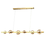 Люстра светодиодная линейная с 6-ю круглыми плафонами коньячного цвета Iona Chandelier Brass  варинант исполнения - 1 | Loft Concept в Твери