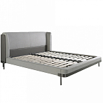 Кровать двуспальная серая с мягким изголовьем из экокожи и ткани Modern Look варинант исполнения - 2 | Loft Concept в Твери