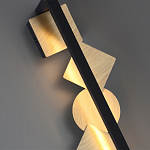 Бра вертикальное черного цвета с золотыми кругами и квадратами Gravyura варинант исполнения - 2 | Loft Concept в Твери