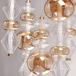 Люстра с плафонами из прозрачного и янтарного стекла в виде шаров и ромбов Gabriel Scott Luna варинант исполнения - 8 | Loft Concept в Твери