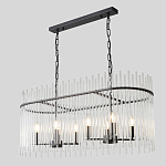 Люстра подвесная овальная со стеклянными прозрачными трубками и металлическим каркасом черного цвета Nembus варинант исполнения - 5 | Loft Concept в Твери