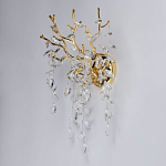 Бра золотого цвета с декоративными ветвями и прозрачными подвесками в форме листьев Droplet Chandelier варинант исполнения - 3 | Loft Concept в Твери