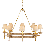 Люстра из кованого железа с отделкой плетеной веревкой и сусальным золотом Parisian Style варинант исполнения - 1 | Loft Concept в Твери