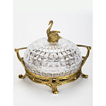 Конфетница из прозрачного рельефного стекла с ручкой и фигуркой лебедя Eden Garden варинант исполнения - 2 | Loft Concept в Твери