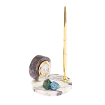 Часы настольные с шариковой металлической ручкой из натурального камня Stone Clock варинант исполнения - 2 | Loft Concept в Твери