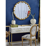 Зеркало круглое в фактурной золотистой раме из металла Mirror Golden Placer варинант исполнения - 2 | Loft Concept в Твери