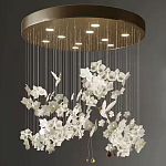 Люстра каскадная с белыми цветами и птицами Takeoff варинант исполнения - 1 | Loft Concept в Твери