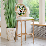 Барный стул золотистый из натурального бука с изображением птицы и цветов Blooming Birds варинант исполнения - 2 | Loft Concept в Твери