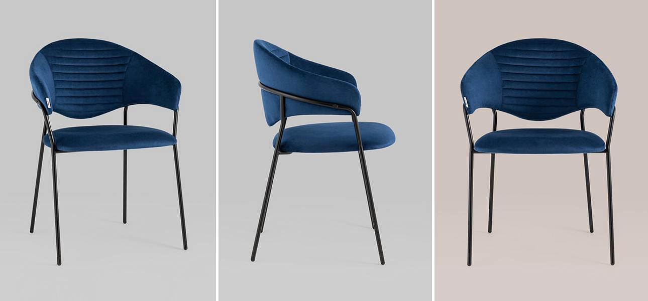 Стул Alexis Chair Синий Велюр Стул Alexis Chair Синий Велюр - Loft-Concept в Твери
