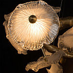 Люстра подвесная круглая с ветвистыми бронзовыми элементами и стеклянными рифлеными дисками Textured Glass Chandelier варинант исполнения - 5 | Loft Concept в Твери