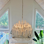 Люстра белая с несколькими ярусами деревянных палочек Bright Wooden Chandelier варинант исполнения - 2 | Loft Concept в Твери