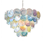 Люстра с каскадом из круглых разноцветных стеклянных дисков Mother of Pearl Iridescence варинант исполнения - 5 | Loft Concept в Твери