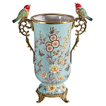 Ваза с двумя птичками из фарфора с бронзовыми элементами Garden of Eden варинант исполнения - 1 | Loft Concept в Твери