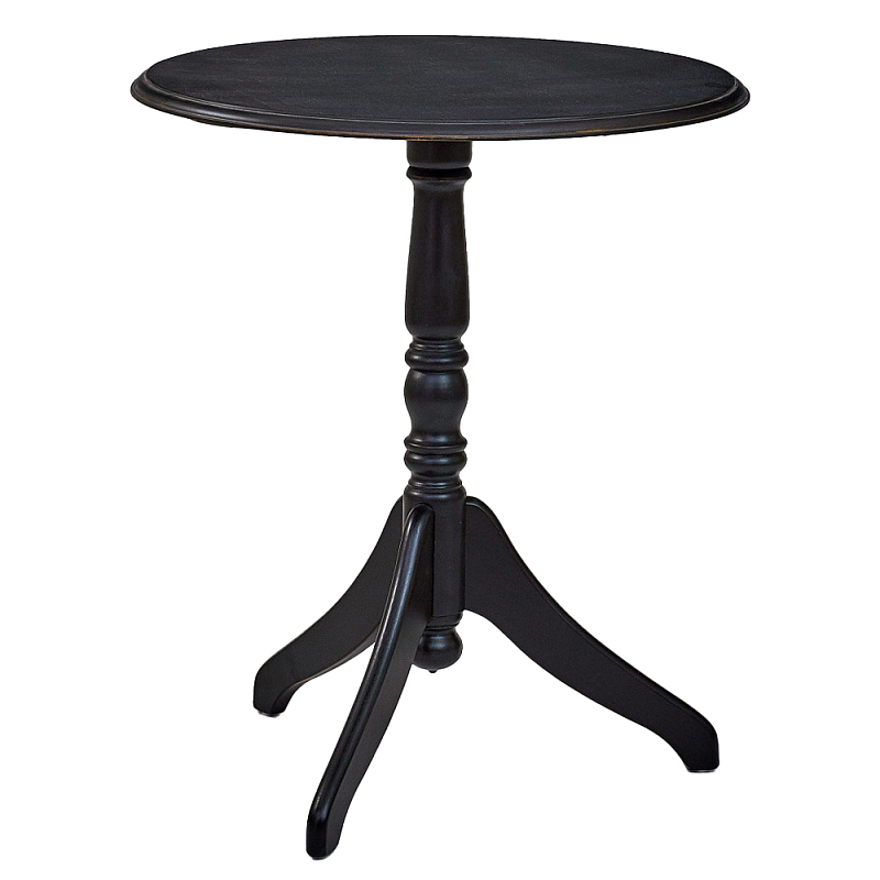 Стол кофейный круглый из массива березы в стиле прованс Vintage Черный в Твери | Loft Concept 