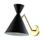 Бра черного цвета с конусообразным плафоном на золотом основании Loft Metal варинант исполнения - 1 | Loft Concept в Твери