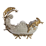 Чаша для фруктов из фарфора бронзовыми фигурками леопардов Eden Garden варинант исполнения - 3 | Loft Concept в Твери