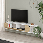 ТВ-тумба подвесная белая с полкой и откидной дверцей цвета древесины TONE TV STAND WHITE варинант исполнения - 3 | Loft Concept в Твери