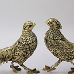 Статуэтка бронзовая пара Фазаны золотые Bronze Birds варинант исполнения - 3 | Loft Concept в Твери