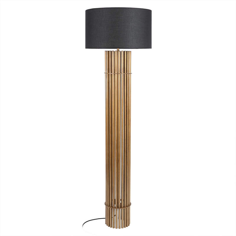 Торшер с металлическим золотым трубчатым основанием Fulgurite Золотой Черный в Твери | Loft Concept 