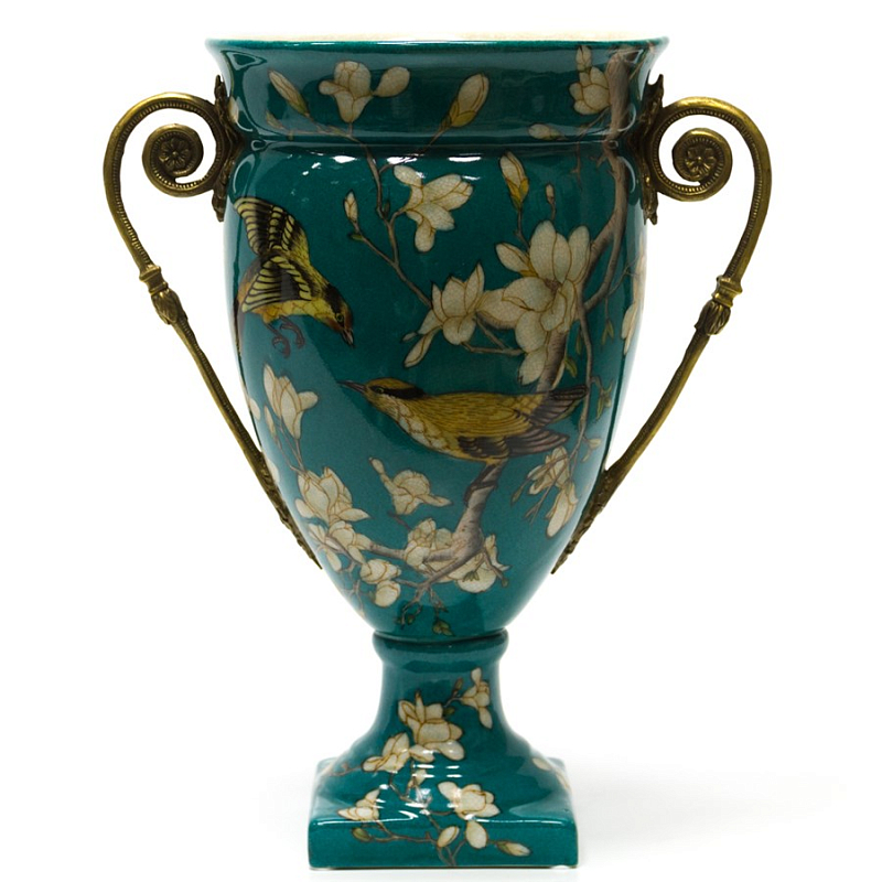 Фарфоровая ваза Porcelain Turquoise Cup Бирюзовый Бронза Фарфоровая ваза Porcelain Turquoise Cup Бирюзовый Бронза в Твери | Loft Concept