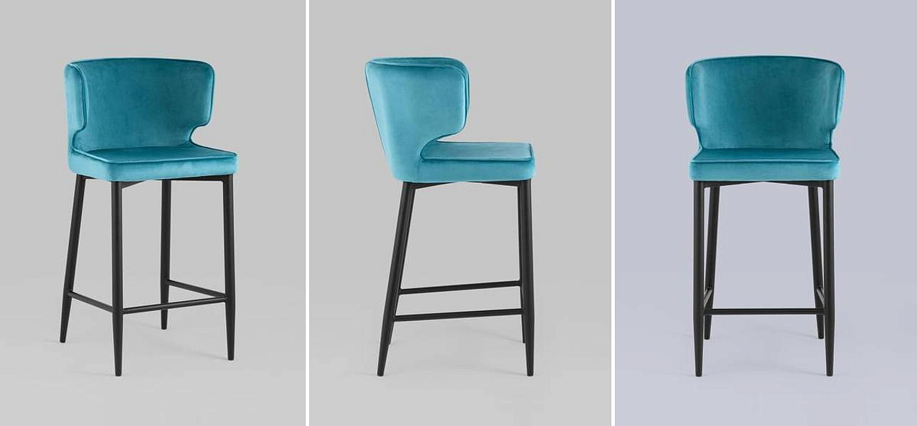 Стул Полубарный Chair посадка 65 см Бирюзовый Велюр Стул Полубарный Chair посадка 65 см Бирюзовый Велюр - Loft-Concept в Твери