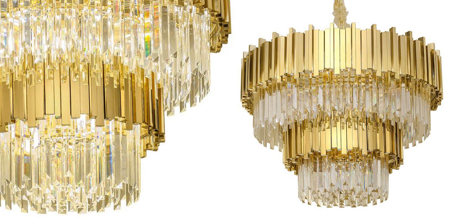 Круглая многоярусная люстра Luxxu Modern Cascade Chandelier Gold Metal Glass 80 Круглая многоярусная люстра Luxxu Modern Cascade Chandelier Gold Metal Glass 80 - Loft-Concept в Твери
