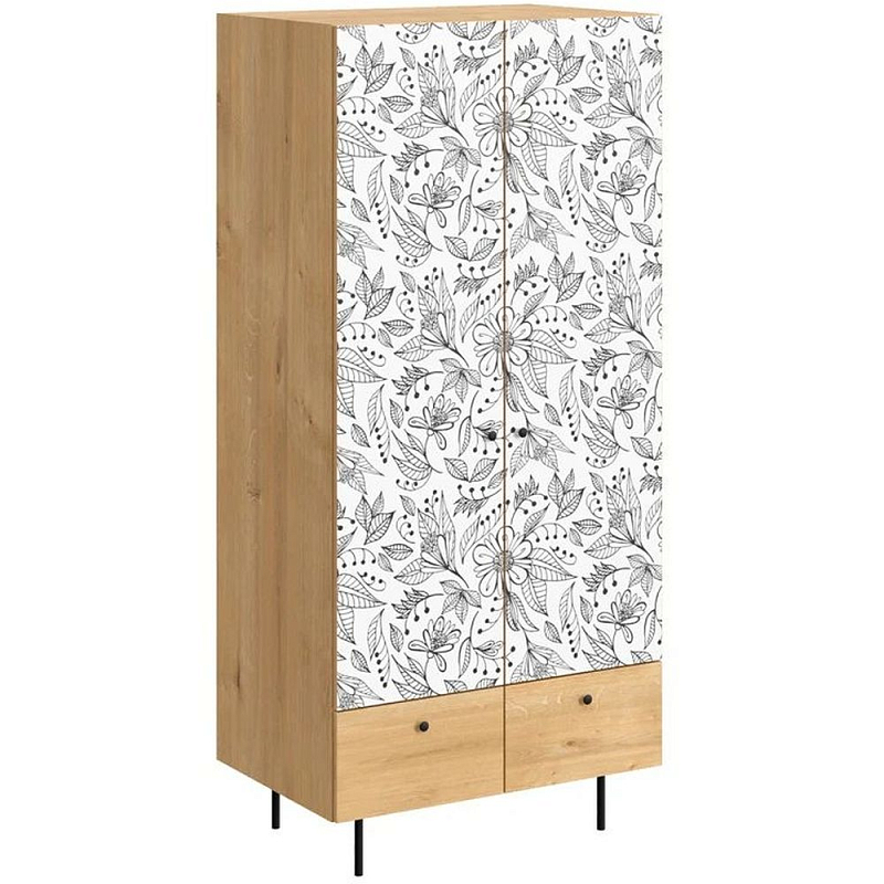 Шкаф с принтом Floral notes С принтом, робиния брэнсон Черный Белый Шкаф с принтом Floral notes С принтом, робиния брэнсон Черный Белый в Твери | Loft Concept