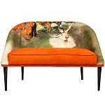 Диван двухместный из натурального бука оранжевый с цветным принтом Impressionism in Art варинант исполнения - 1 | Loft Concept в Твери