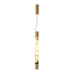 Подвесной светильник цилиндрической формы с плафоном из алебастра и металлическими торцами Латунь 60 см Cryptocrystalline Stone варинант исполнения - 2 | Loft Concept в Твери