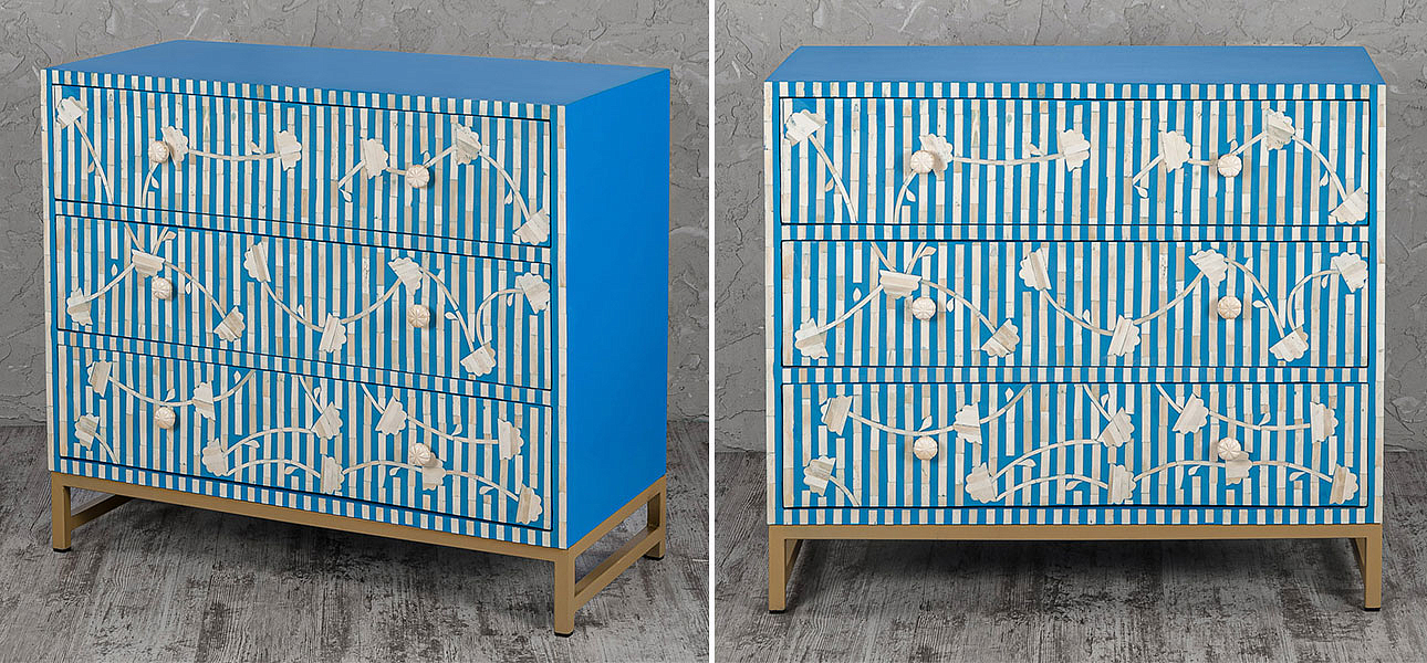 Комод синий инкрустация костью Blue Flowers Комод синий инкрустация костью Blue Flowers - Loft-Concept в Твери