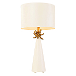 Настольная лампа с декоративным элементом золотого цвета и цилиндрическим абажуром из папье-маше светлого оттенка Flambeau варинант исполнения - 1 | Loft Concept в Твери