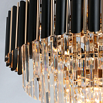 Люстра из черного металла с многоярусными подвесками из прозрачного хрусталя на золотой цепи Empire Black Chandelier Crystal варинант исполнения - 6 | Loft Concept в Твери