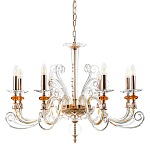 Люстра с 8-ю лампочками и изогнутыми прозрачными элементами из стекла Twisted Glass Candles Chandelier варинант исполнения - 1 | Loft Concept в Твери