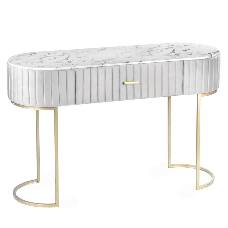 Консоль овальная на золотистых фигруных ножках Wall Console Белый Золотой в Твери | Loft Concept 