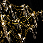 Люстра подвесная с изогнутым металлическим каркасом и множеством хрустальных подвесок Золото Диаметр 80 см Quasar варинант исполнения - 1 | Loft Concept в Твери