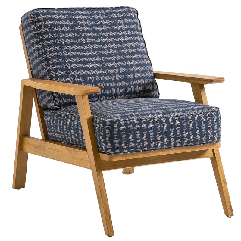 Кресло с каркасом из массива дуба Deniaud Oak Blue Print Armchair Синий Древесина Кресло с каркасом из массива дуба Deniaud Oak Blue Print Armchair Синий Древесина в Твери | Loft Concept