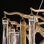 Люстра линейная золотого цвета с декоративными ветвями и длинными стеклянными подвесками в форме сосулек Droplet Chandelier варинант исполнения - 7 | Loft Concept в Твери