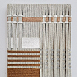 Панно из шнура Бежевая геометрическая абстракция wall panel line beige  варинант исполнения - 1 | Loft Concept в Твери