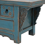Деревянная ТВ-тумба в китайском стиле с 4-мя ящиками и резным декором голубая Luo Chinese TV Stand Blue варинант исполнения - 3 | Loft Concept в Твери