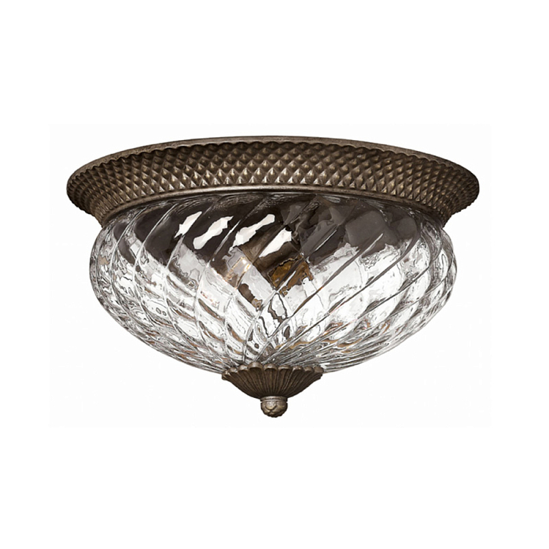 Потолочный светильник с чашеобразным плафоном из толстого волнообразного стекла и широким узорчатым основанием Hinkley Бронза Никель Прозрачное Стекло в Твери | Loft Concept 