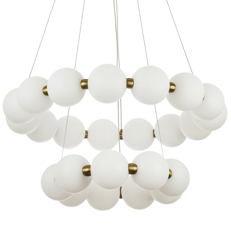 Многоярусная кольцевая люстра с плафонами шары Rings Suspension Light Chandelier Латунь Белое матовое стекло Многоярусная кольцевая люстра с плафонами шары Rings Suspension Light Chandelier Латунь Белое матовое стекло в Твери | Loft Concept
