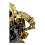 Ваза из фарфора черная с цветочной росписью и бронзовыми элементами Spring Garden варинант исполнения - 2 | Loft Concept в Твери